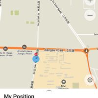 This (red marker in blue circle) is the correct location.  The google location seemed to differ by about 300 metres as seems common in China/Tibet at Jù Cái Sù Diàn in Tibet