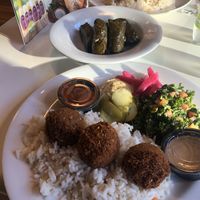 Falafel plate and grape leaves  at Mezza Lebanese Kitchen - Downtown in Halifax