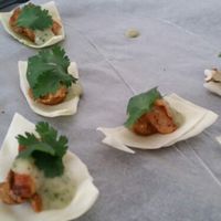 Tofu and dressing on a bed of cabbage at Souls in Copenhagen