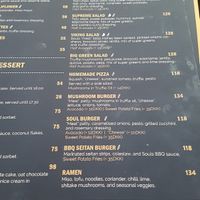Dinner menu at Souls in Copenhagen