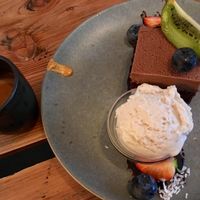 baked chocolate cake at Souls in Copenhagen