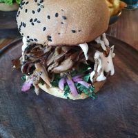Pulled oyster mushroom burger at Souls in Copenhagen