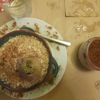 Vegan banana apple crumble and tiramisu at Fuori di Zucca in Tenerife