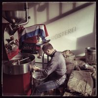 the master roaster at work! at Bruehbar - Coffee Roaster in Leipzig