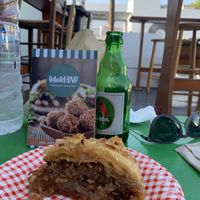 their baklava is thic! and enjoyed them while drinking the greek beer! at FalafeLand in Santorini