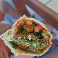 Special falafel wrap at FalafeLand in Santorini