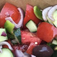 Vegan Greek salad  at FalafeLand in Santorini