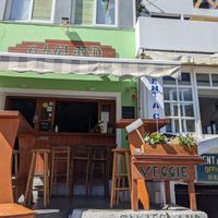 Outside at FalafeLand in Santorini