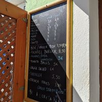 Menu at FalafeLand in Santorini