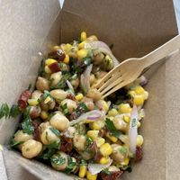 Chickpea salad at FalafeLand in Santorini