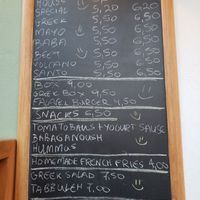 Menu at FalafeLand in Santorini