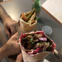 Falafel with beet sauce and falafel with sweet and sour  at FalafeLand in Santorini