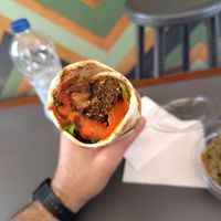 Special Wrap with sweet and sour sauce, incredible 😋 at FalafeLand in Santorini