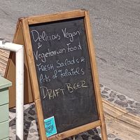 Outside at FalafeLand in Santorini