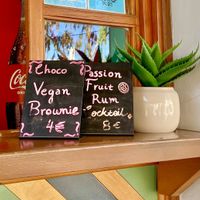 Vegan brownies   at FalafeLand in Santorini