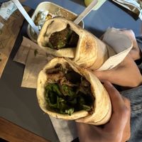 Top: original falafel / bottom: mushroom gyros  at FalafeLand in Santorini