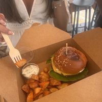 Falafel burger (vegetarian)   at FalafeLand in Santorini