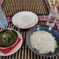 Rajma palak (kidney beans with spinach) and rice at Himalayan Garden in Riga