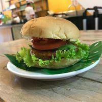 Veg burger (29k dongs) at Healthy Farm - Tran Hung Dao District 1 in Ho Chi Minh City