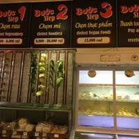 Vegetables, noodles and vegan meat selection at Healthy Farm - Tran Hung Dao District 1 in Ho Chi Minh City