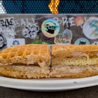 Vegan Melt at Smaaken Waffle Sandwiches - Food Truck in Portland