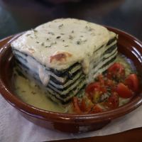 Vegan lasagne (labelled as veggie lasagna on English menu) at Restaurante El Jardin in San Jose