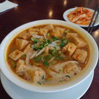Vegan Pho Sate but with deep-fried tofu at Dang Good Vietnamese Restaurant in Edmonton