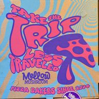 Groovy pizza box at Mellow Mushroom in Sanford