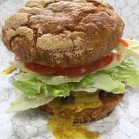 New York Burger with GF bun  at Veg-In YYC Re-Planted in Calgary