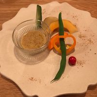 One of three tapas of the course meal. at Ukishima Garden in Kyoto