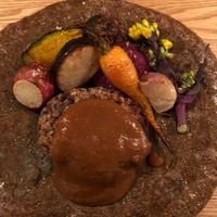 Millet hamburger steak at Ukishima Garden in Kyoto