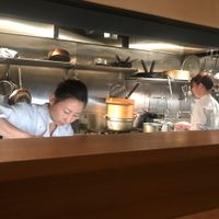 the lovely chefs and open kitchen  at Ukishima Garden in Kyoto