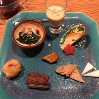 5 appetisers as part of the 6 course!  at Ukishima Garden in Kyoto