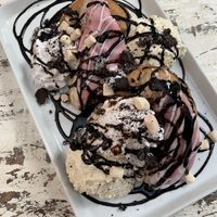 Dessert heaven - American dessert with doughnuts instead of brownies  at Voltaire in Bangor