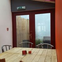 small outside area at back (more at front)  at Voltaire in Bangor