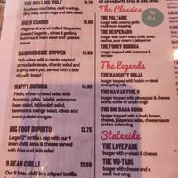 Menu at Voltaire in Bangor