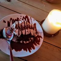 Chocolate brownie. Melt in the mouth! at Voltaire in Bangor