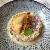 Risotto for main dish at La Couleuvrine in Sarlat-la-caneda