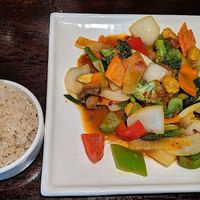 Vegetable teriyaki with vegan fried rice. at Fulin's Asian Cuisine in Cleveland