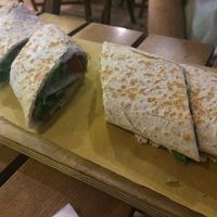 Rotolo with vegan tuna sauce, mayo, salad, cherry tomatoes, rucola at Stuzzicheria Romagnola in Cervia