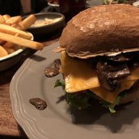 Vegan burger and fries  at Halifax Burgers - Larsbjornsstaede in Copenhagen