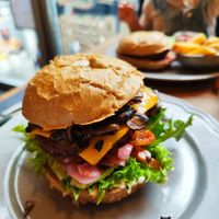 Vegan burger with the dark bun and beet/rice/bean patty 😁 at Halifax Burgers - Larsbjornsstaede in Copenhagen