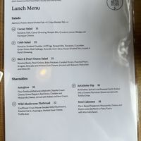 Lunch menu  at Plant Matter Kitchen in London