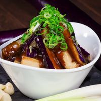 Szechuan Eggplant: Chinese eggplant wok-fried with a spicy chile-bean sauce at Yugo in Miami