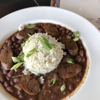 Trinity Red Beans and Rice + Sausage, very simple plate, comforting and gave me a home made feeling! at Krimsey's Cajun Kitchen in North Hollywood