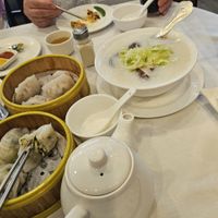 Kongee, vegetable and mushroom dumplings. at Sun Bo Kong Vegetarian in Vancouver