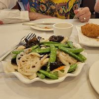 Pan fried Lily bulbs and Lotus Roots. Taro balls. at Sun Bo Kong Vegetarian in Vancouver