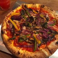 Vegan option from Brick pizza. (Minus the olives)
Lighting doesn't do it justice. This was a beautiful pizza. at Brick Pizza in Norwich