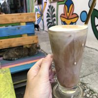 Coconut iced latte  at Miau in Bucharest