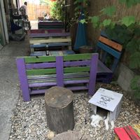 Outdoor seating  at Miau in Bucharest